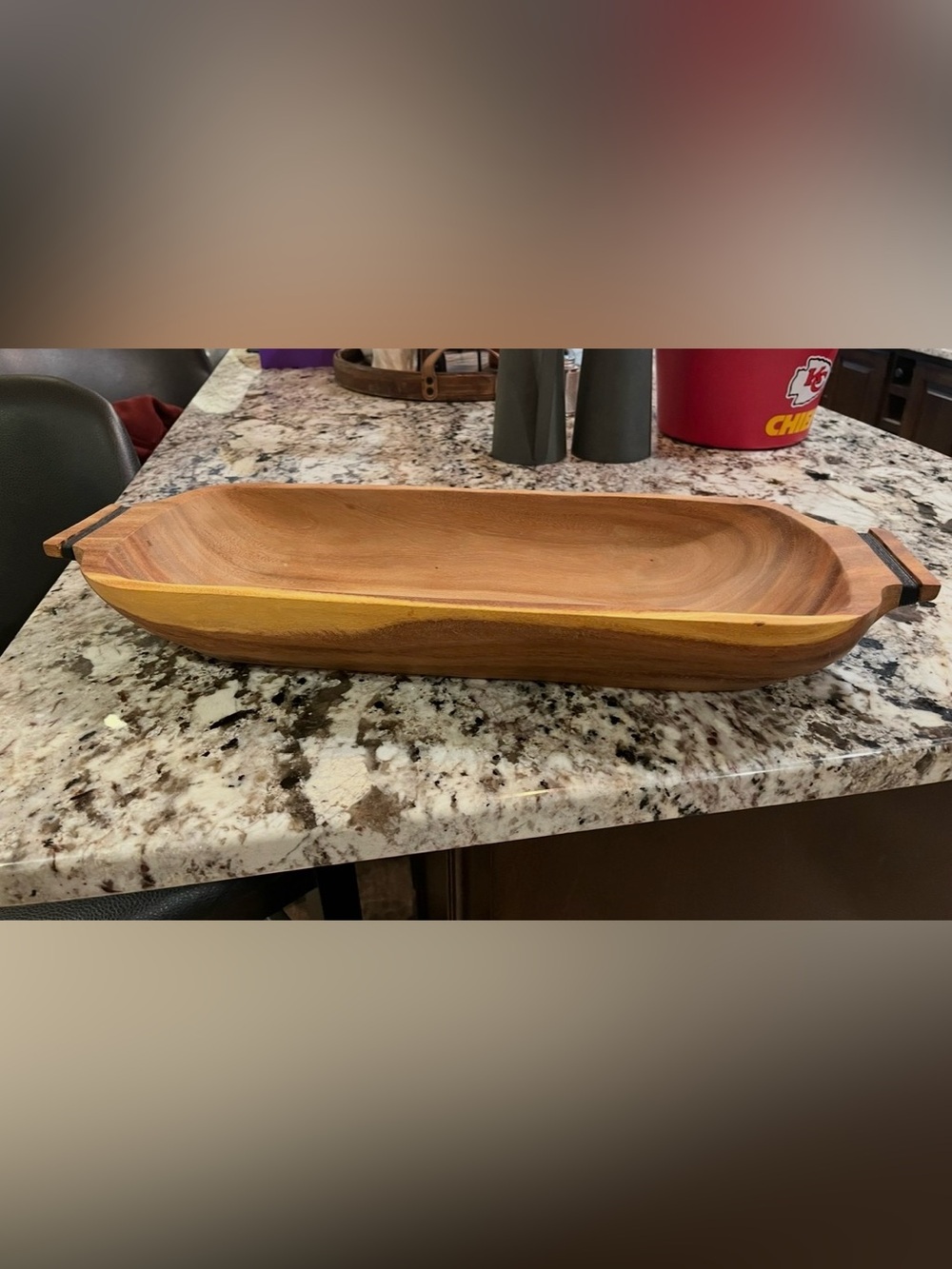 Crate and Barrel Willow Oval Wood Centerpiece Bowl Tray